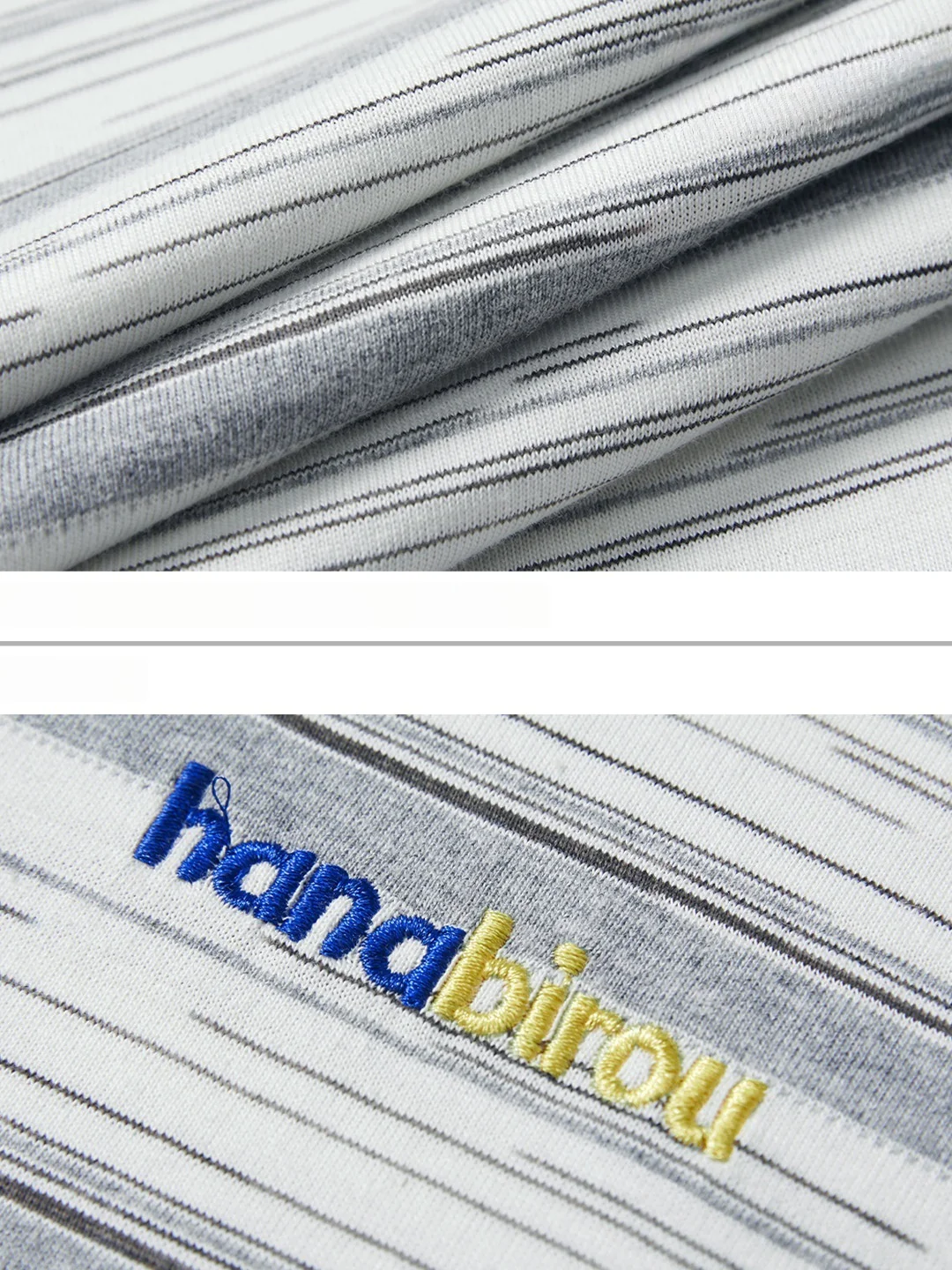 Color-blocked Stripes Letter Applique T-shirts - Image 8