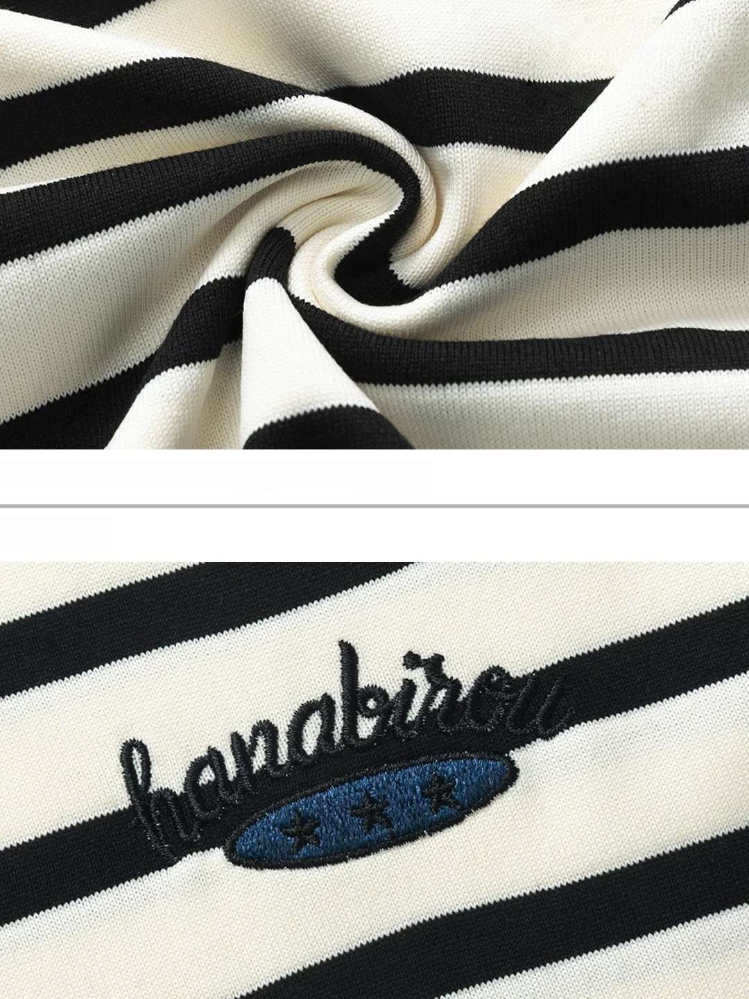 Color-blocked Stripes Letter Applique T-shirts - Image 3