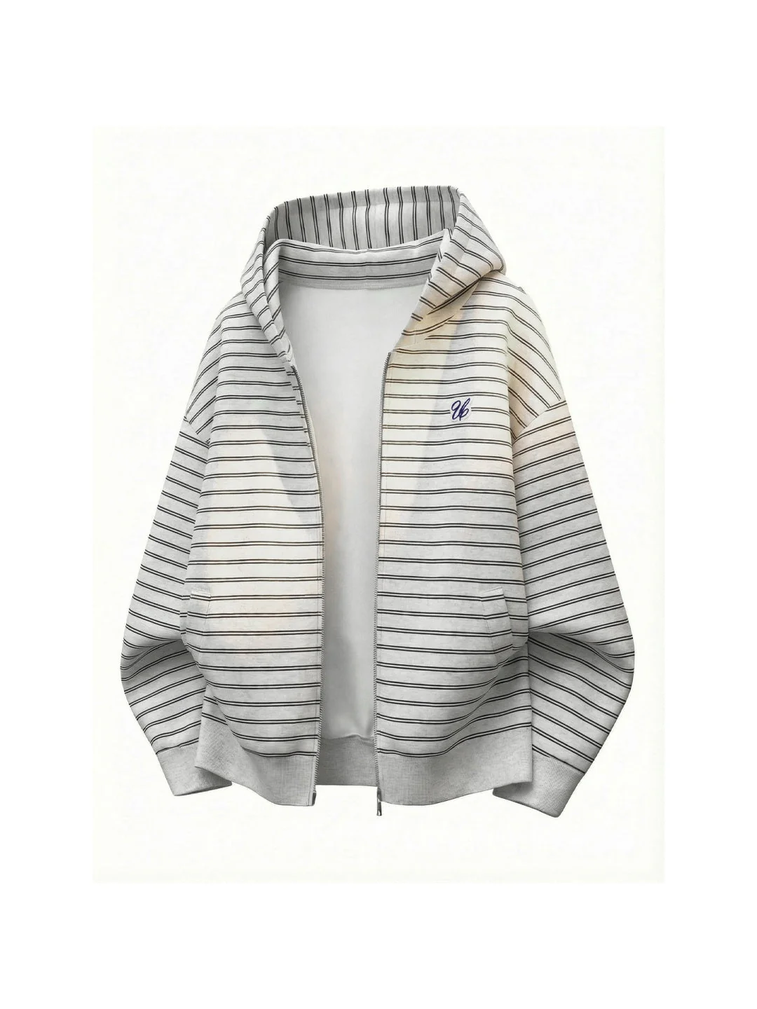 Color-blocked Horizontal Stripe Boxy Hoodies - Image 6