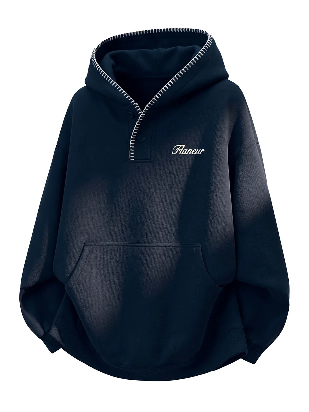 Color-blocked Half-open Collar Hoodie - Image 3