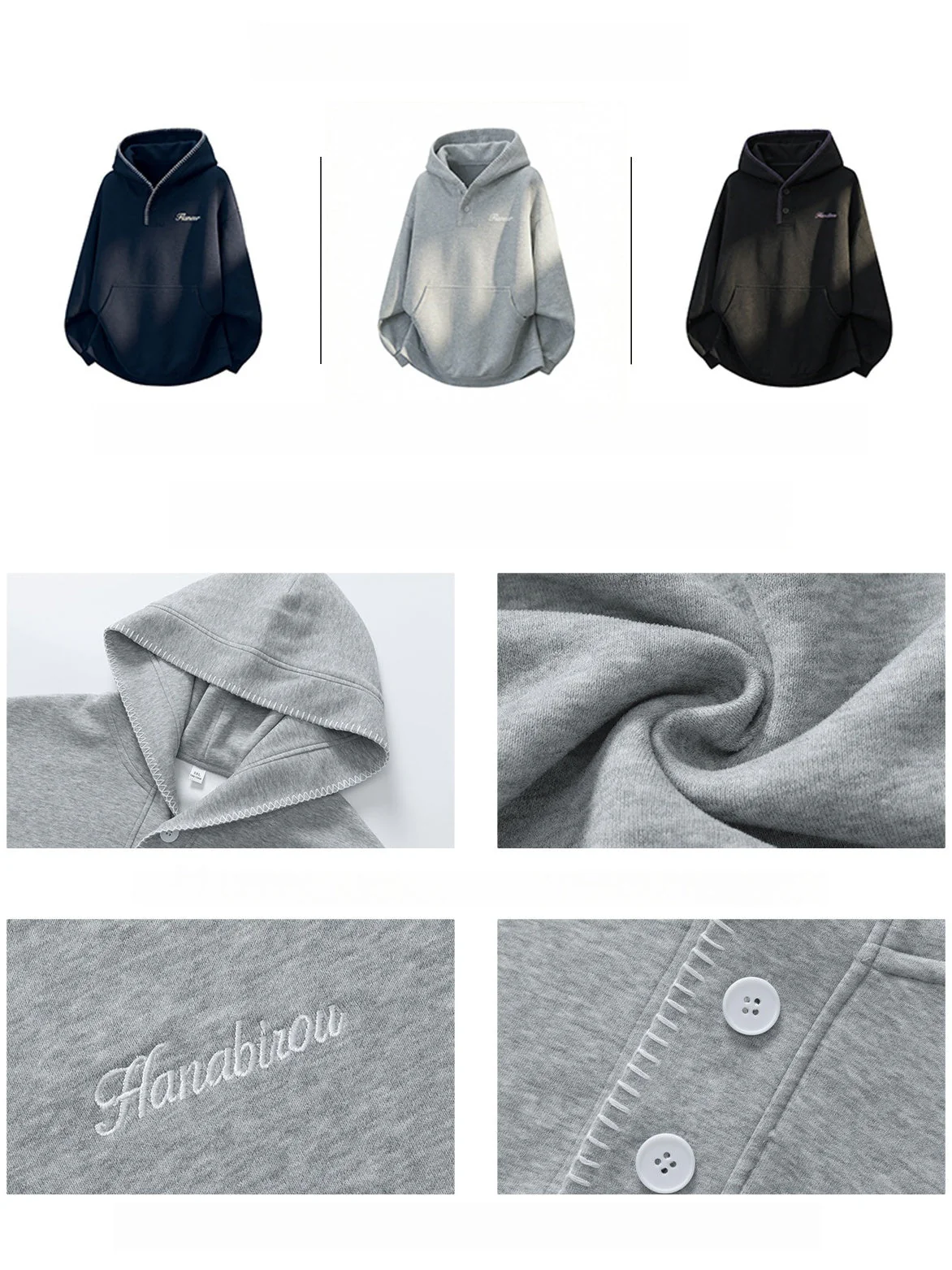 Color-blocked Half-open Collar Hoodie - Image 9