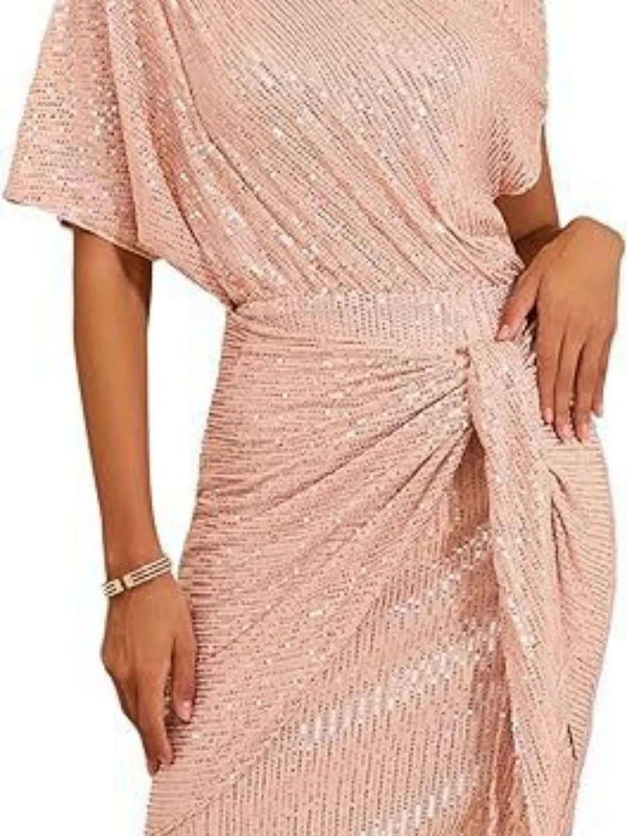 Sloping Shoulders Sequins Bandage Parties Mini&Short Dresses - Image 6