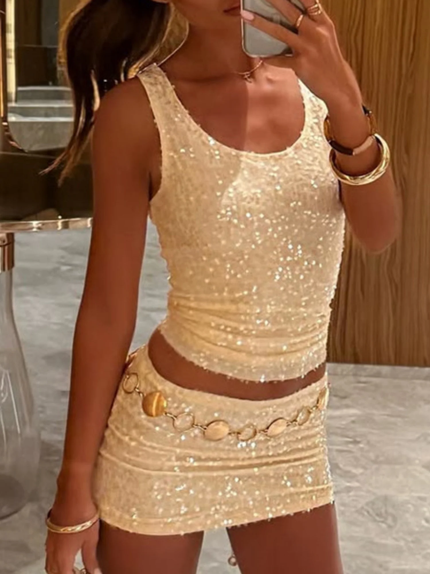Sequins Tank Top And Bodycon Skirt 2-piece Sets - Image 6