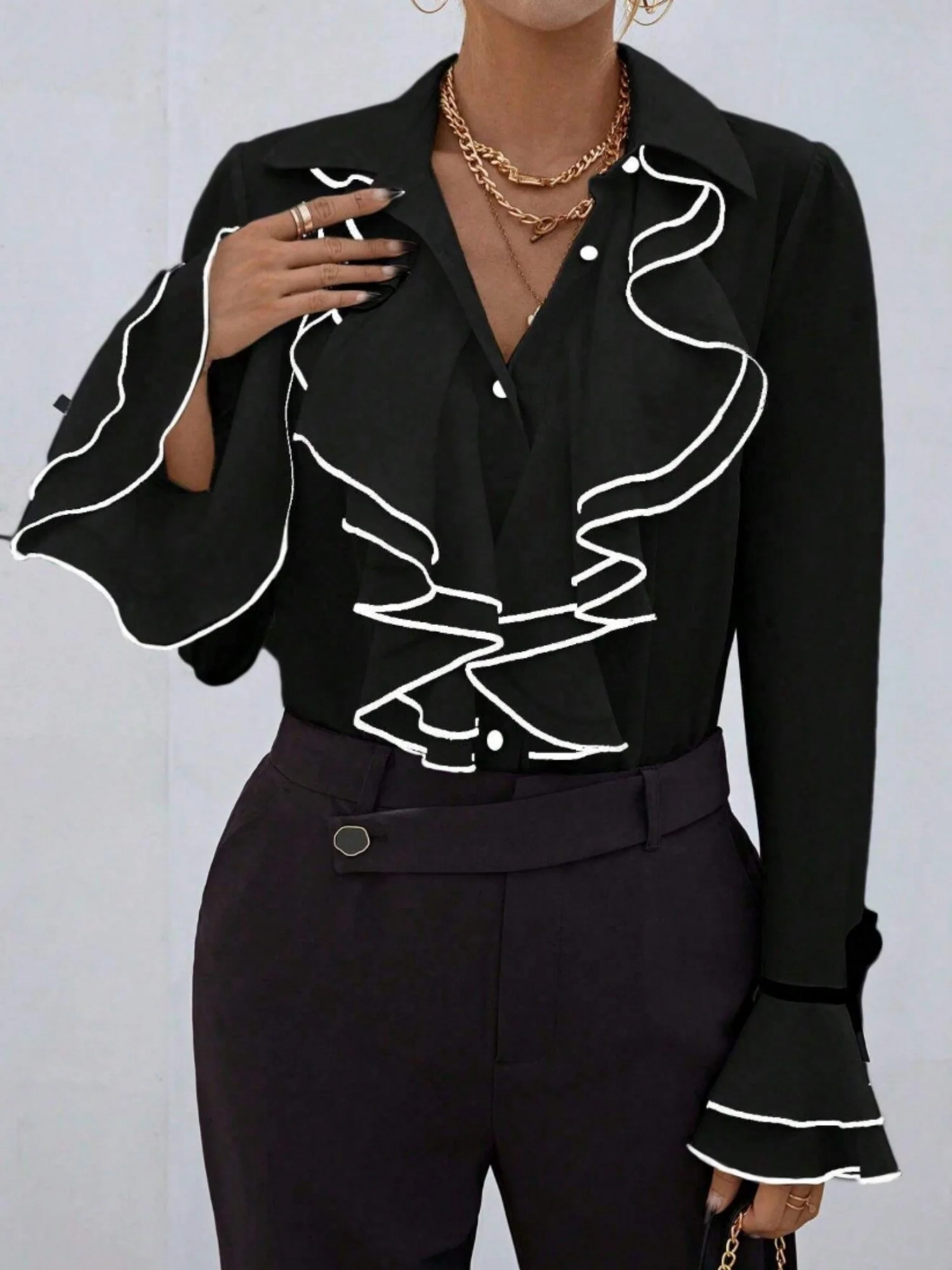 Ruffle Bell Sleeves Blouse&Shirts - Image 5