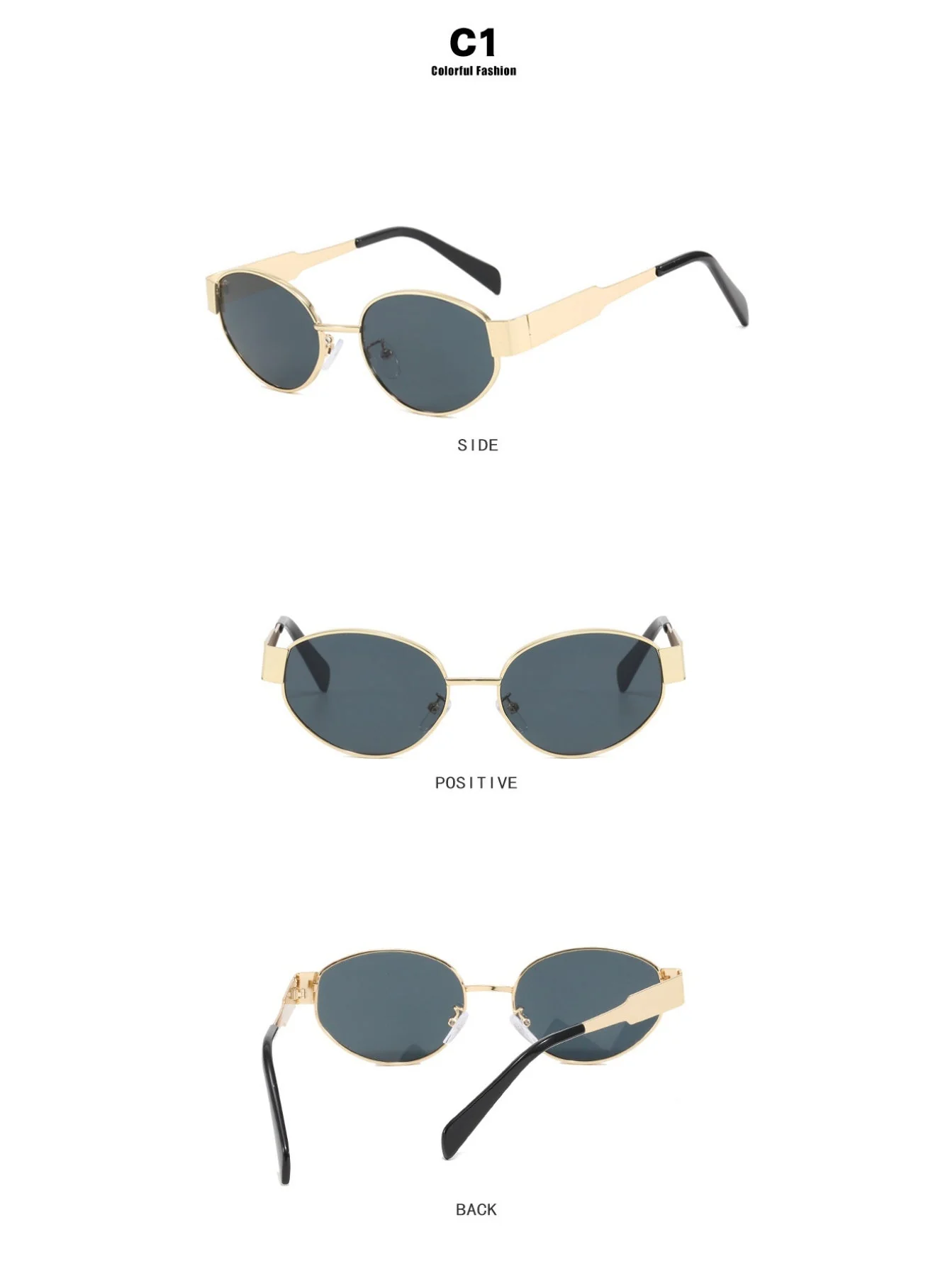 Metal Retro Oval Sunglasses - Image 13