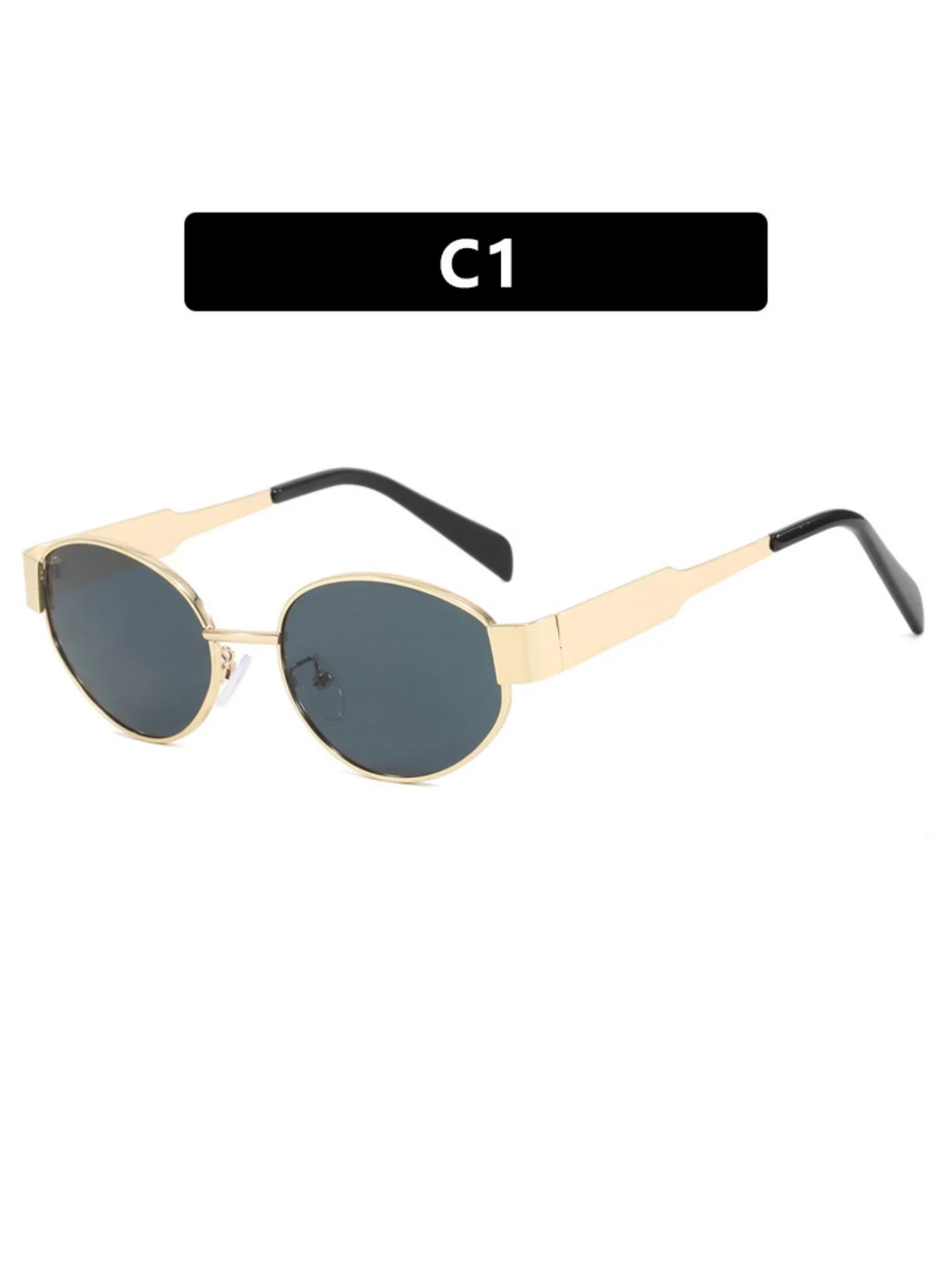 Metal Retro Oval Sunglasses - Image 5