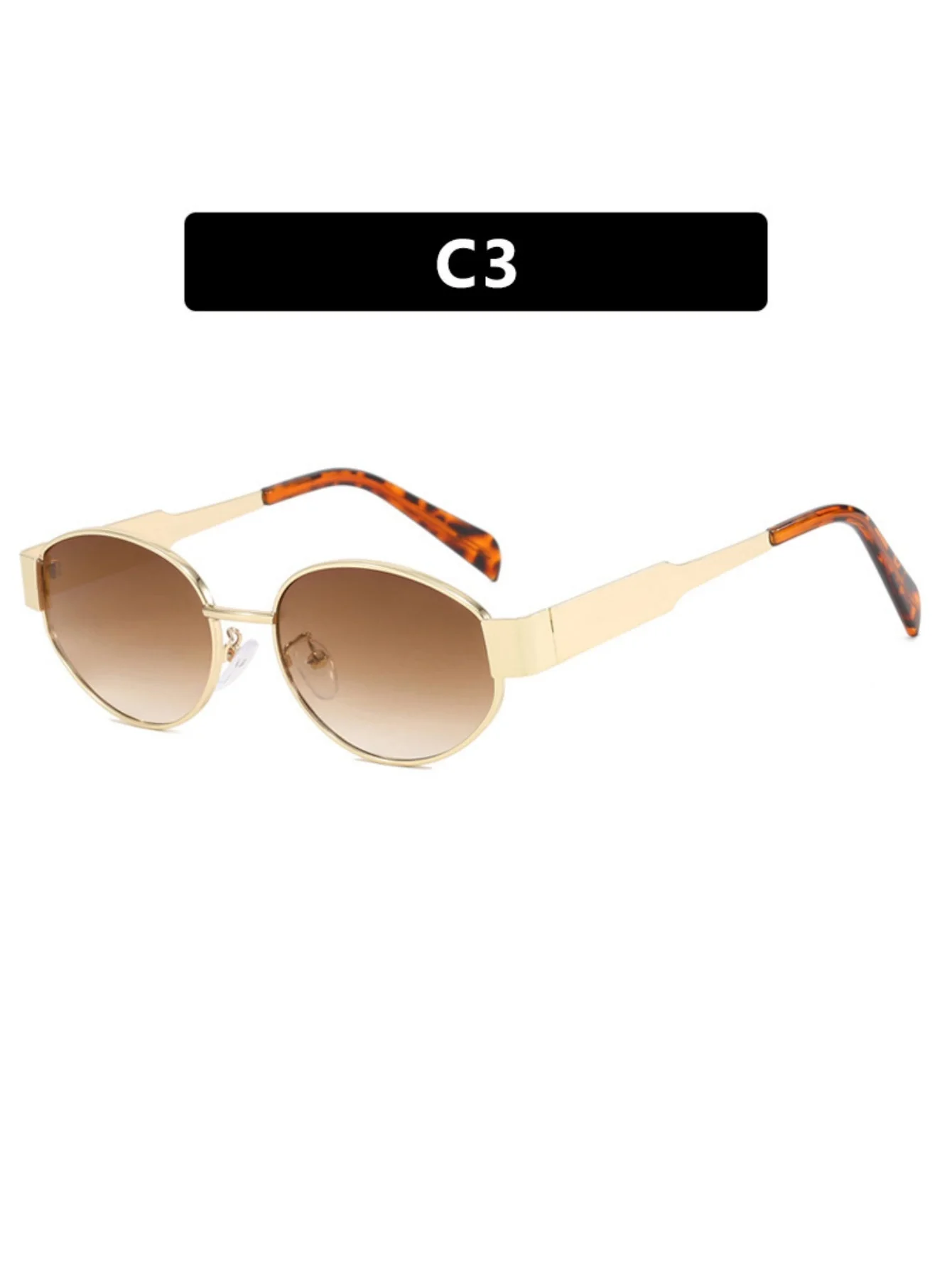 Metal Retro Oval Sunglasses - Image 6
