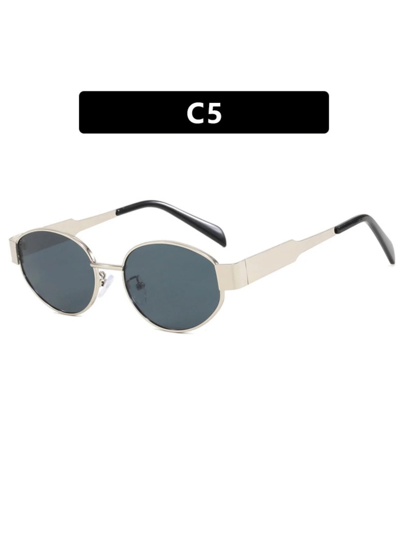 Metal Retro Oval Sunglasses - Image 8