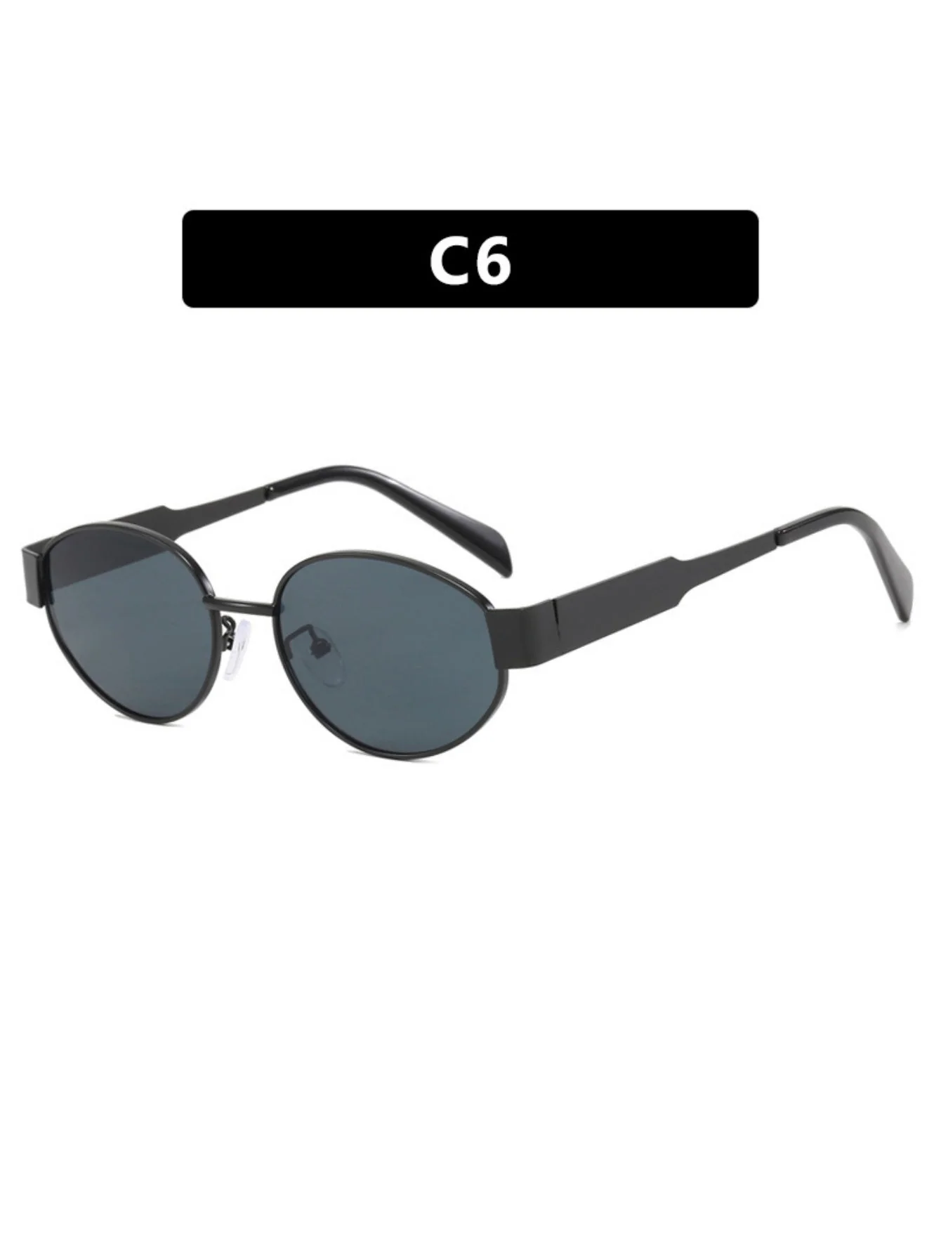 Metal Retro Oval Sunglasses - Image 9