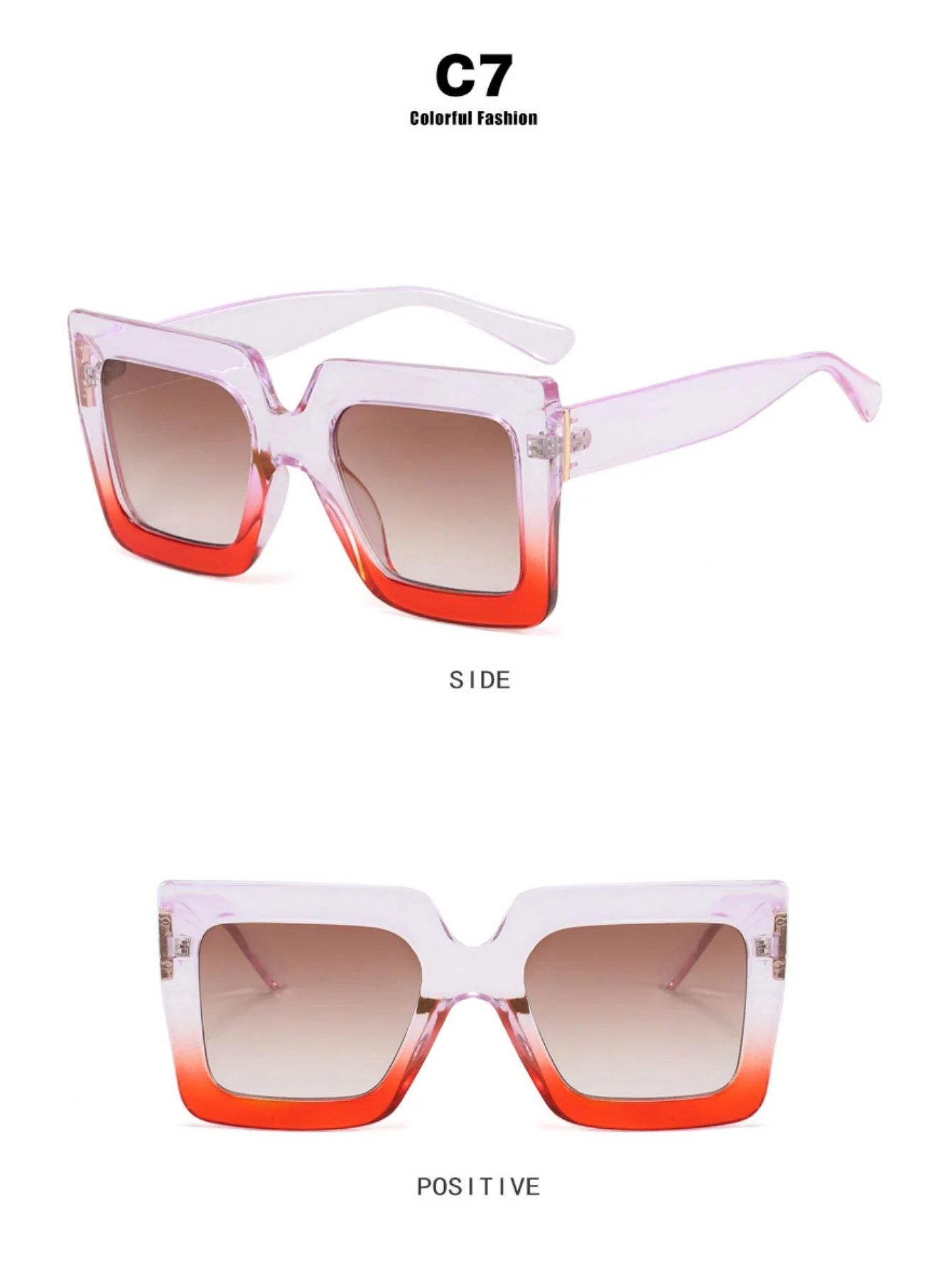 Color-blocked Square Oversized Stylish Glasses - Image 10