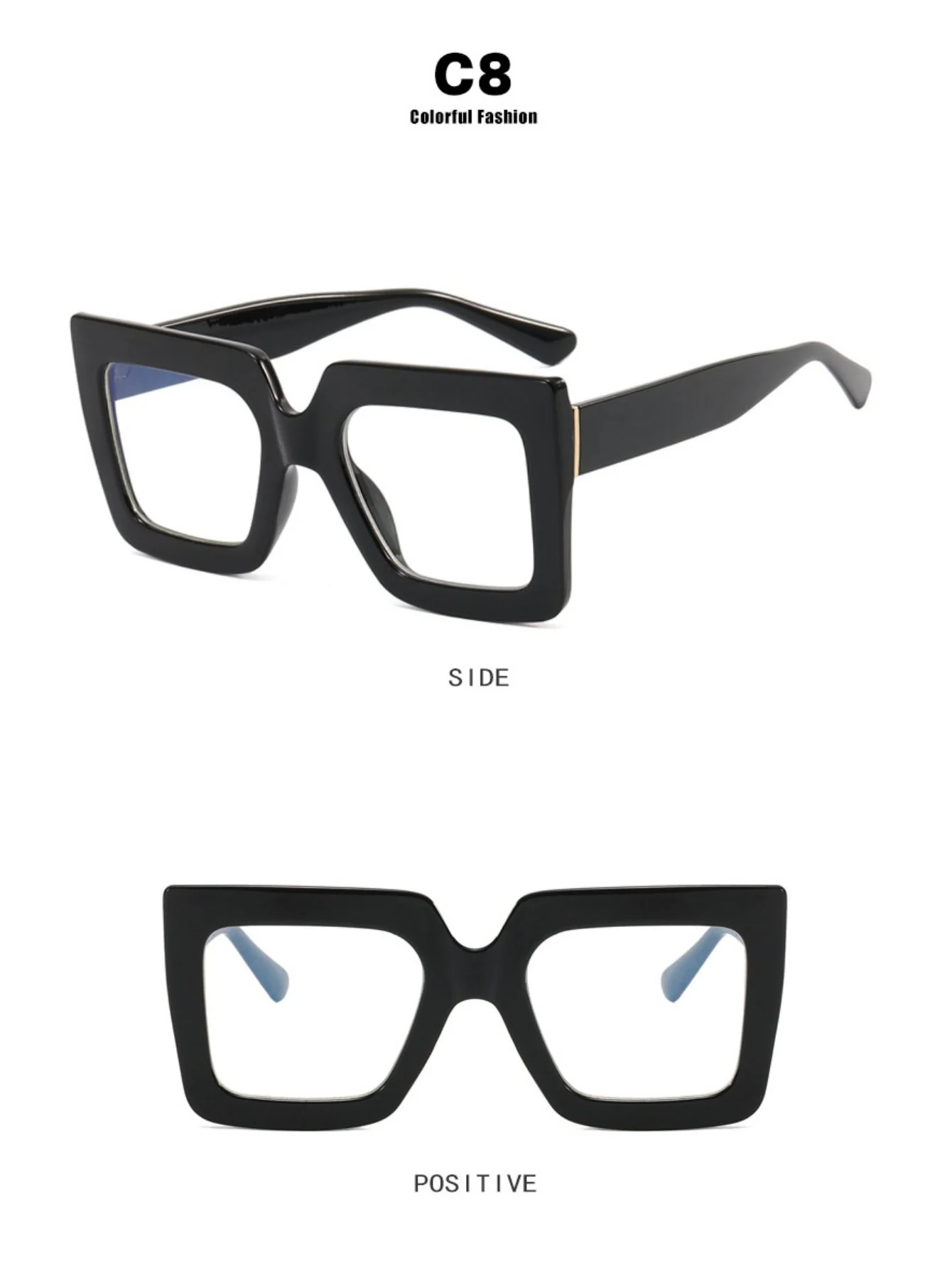 Color-blocked Square Oversized Stylish Glasses - Image 12