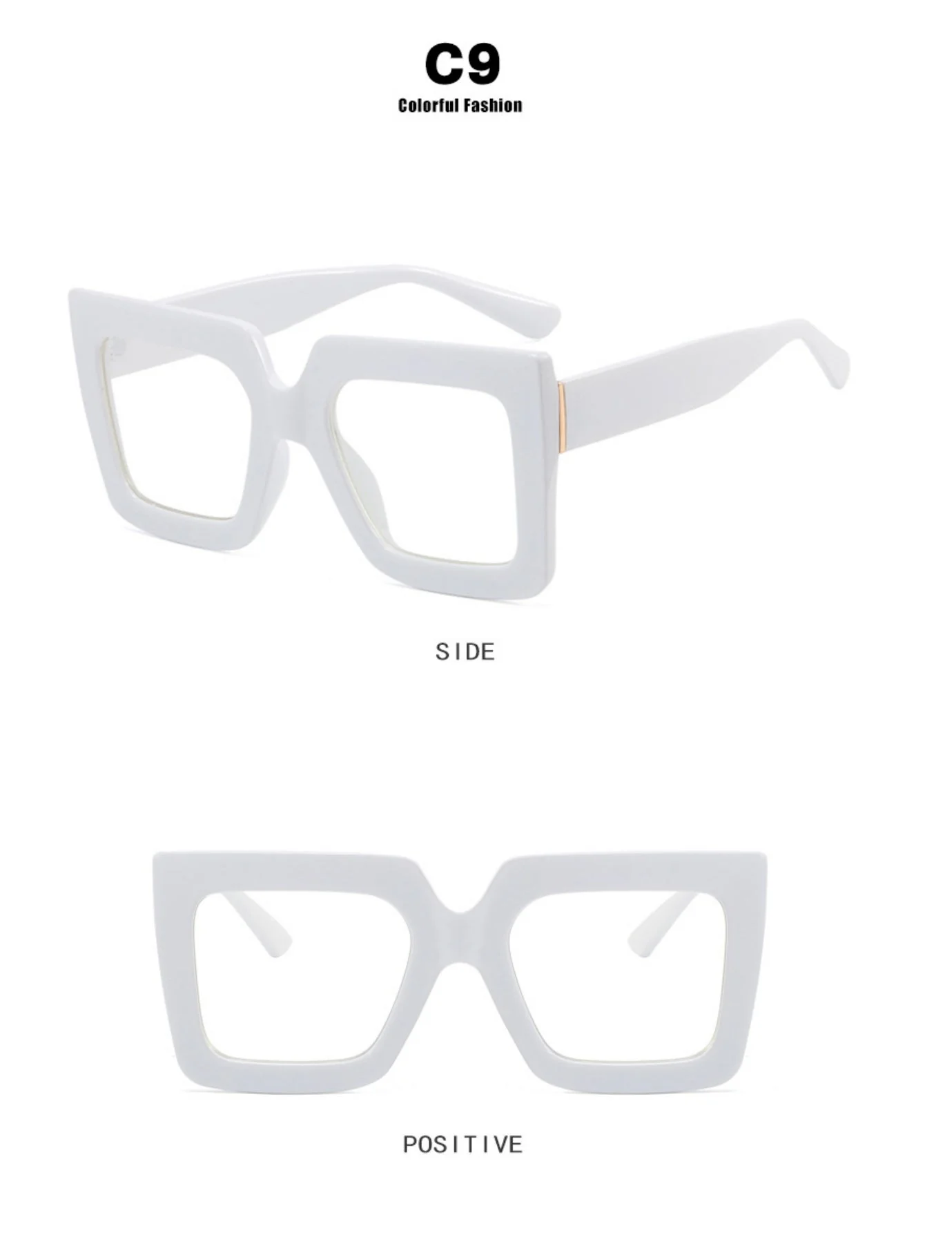 Color-blocked Square Oversized Stylish Glasses - Image 14