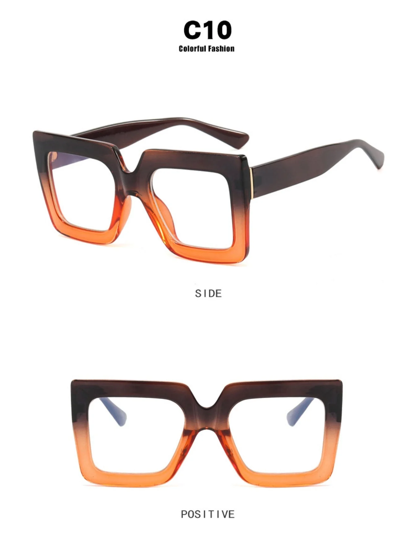 Color-blocked Square Oversized Stylish Glasses - Image 16