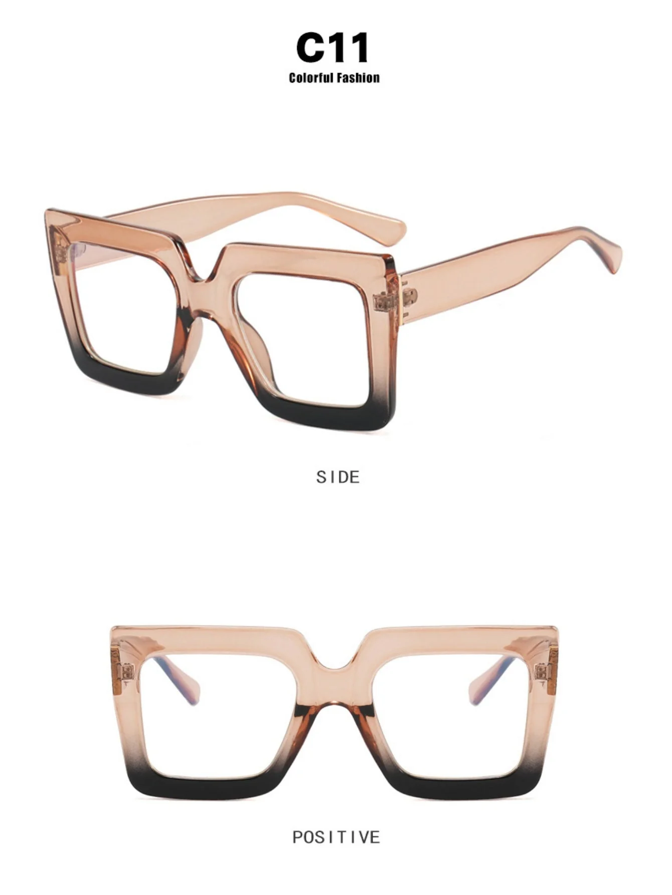 Color-blocked Square Oversized Stylish Glasses - Image 18