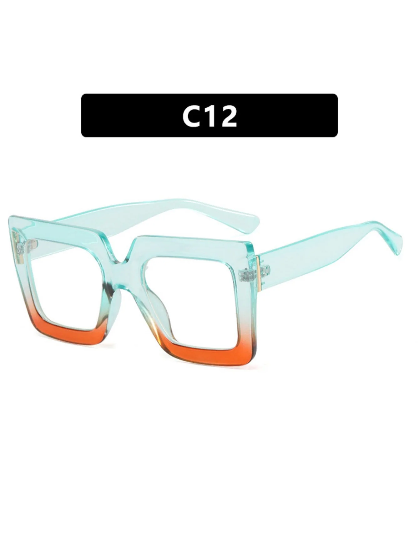 Color-blocked Square Oversized Stylish Glasses - Image 19