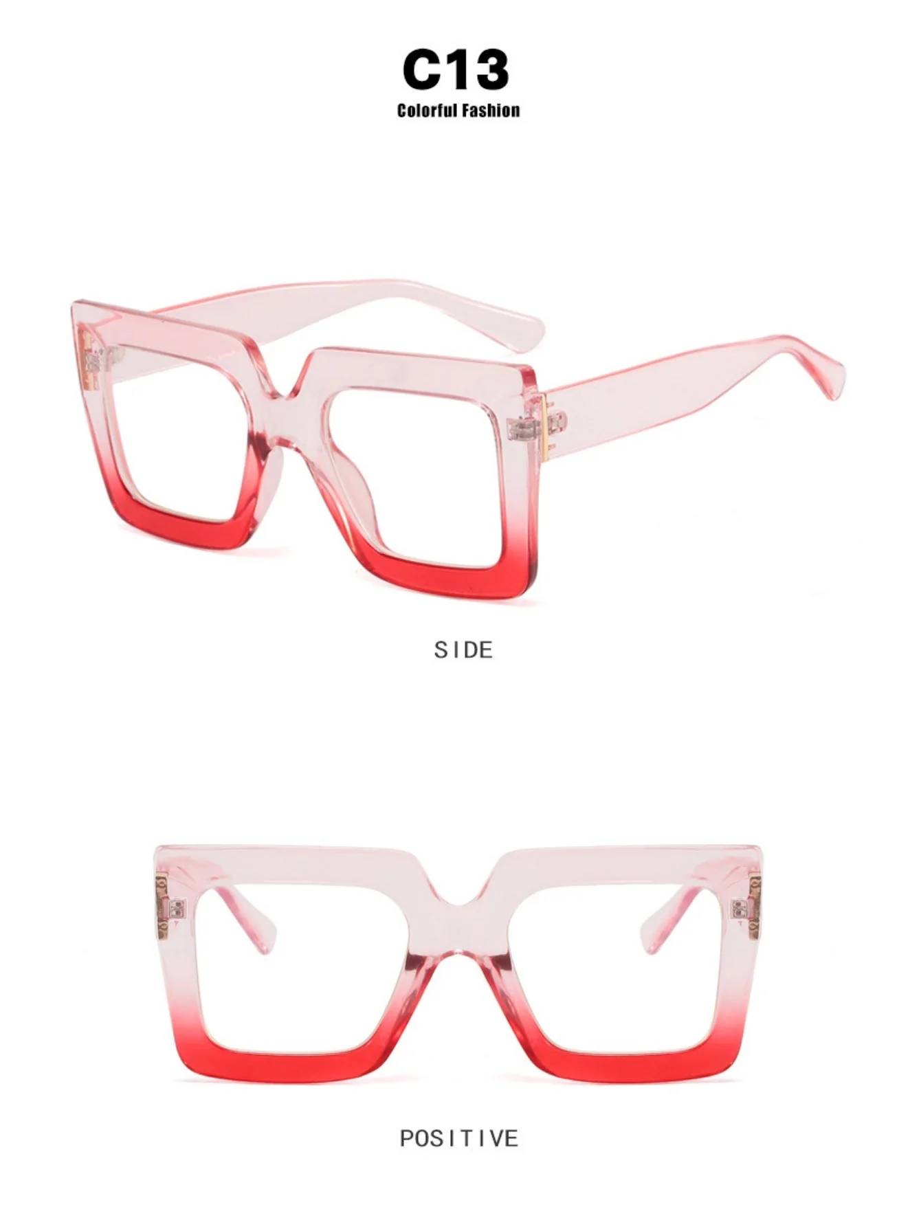 Color-blocked Square Oversized Stylish Glasses - Image 22