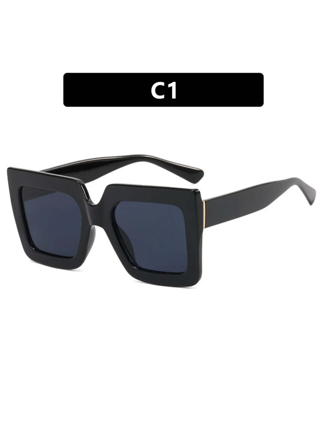Color-blocked Square Oversized Stylish Glasses - Image 5