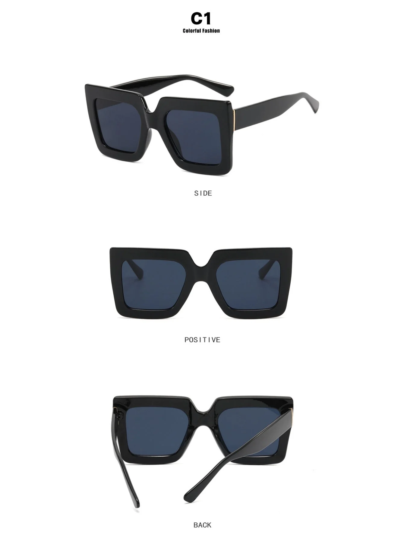 Color-blocked Square Oversized Stylish Glasses - Image 6