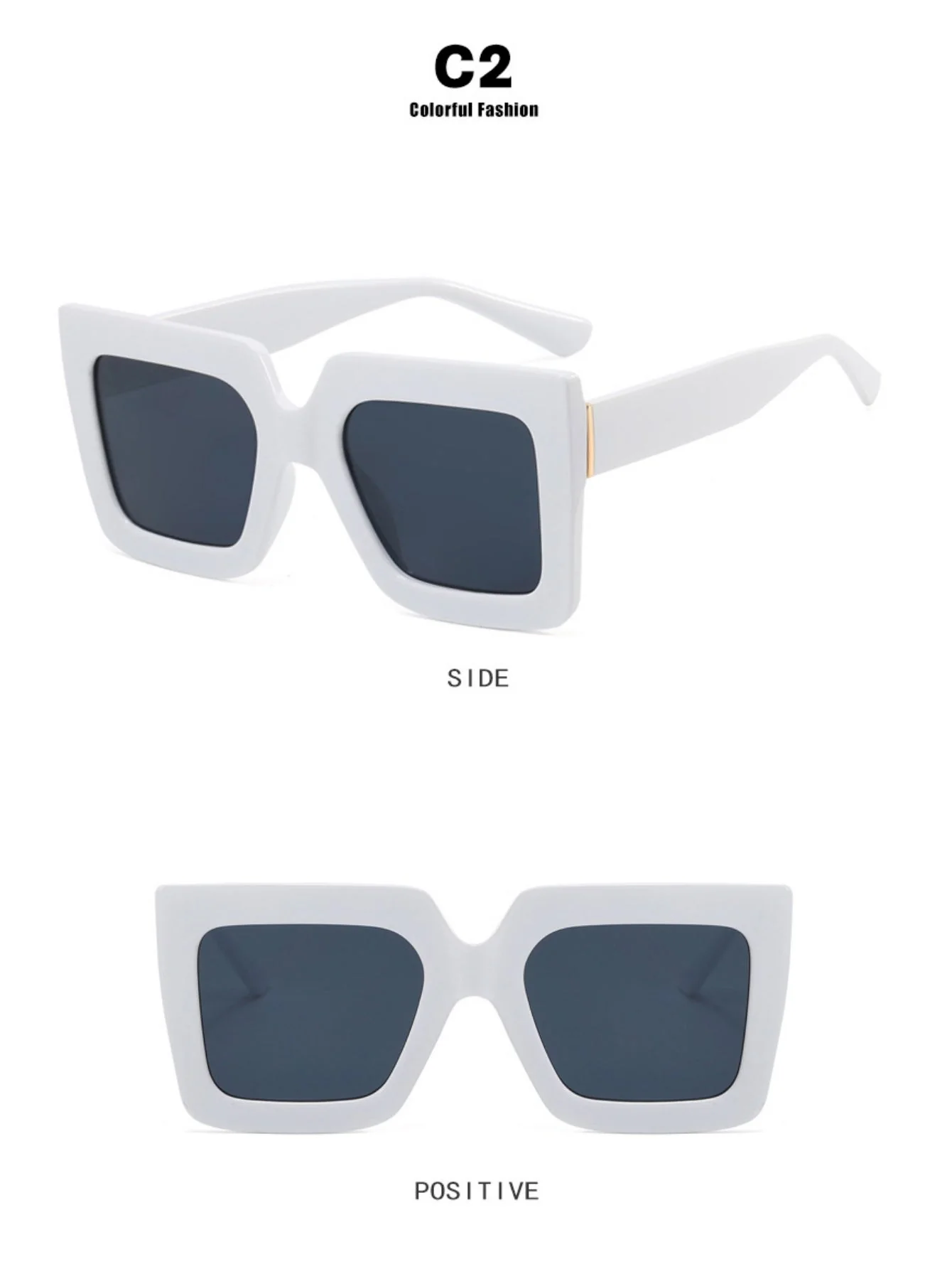 Color-blocked Square Oversized Stylish Glasses - Image 8