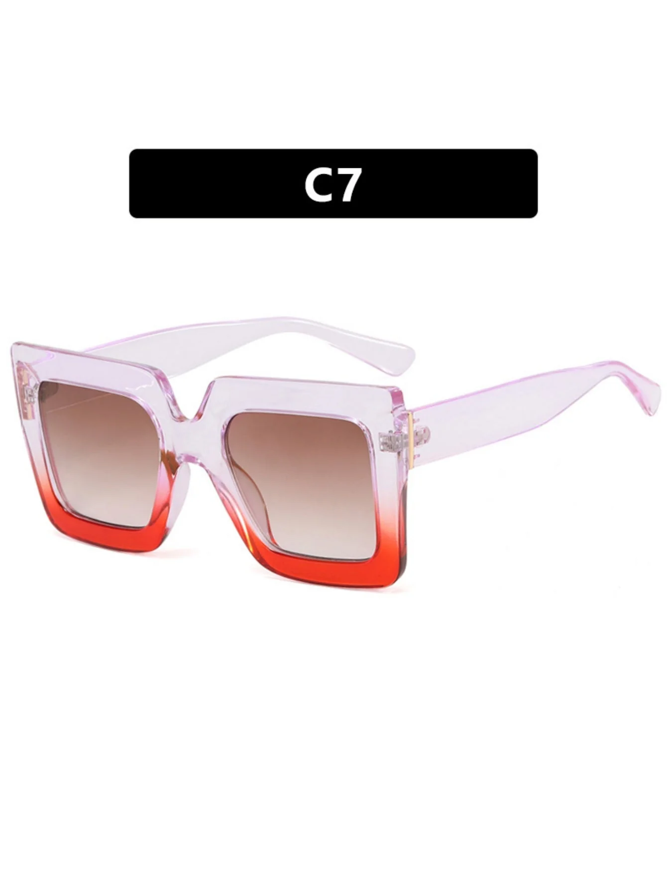 Color-blocked Square Oversized Stylish Glasses - Image 9