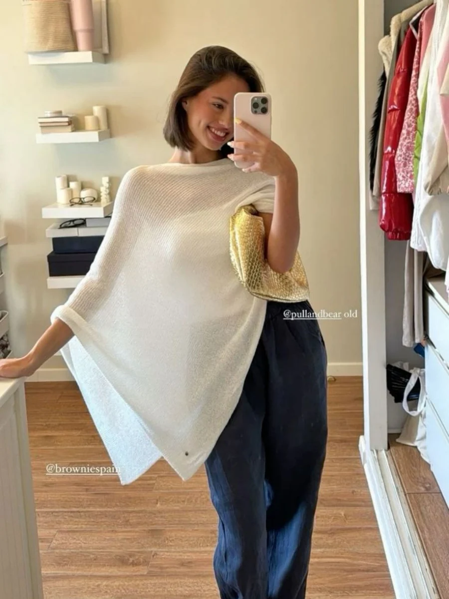 Smock Knitting Perspective Sunscreen Shawl Cover Ups - Image 5