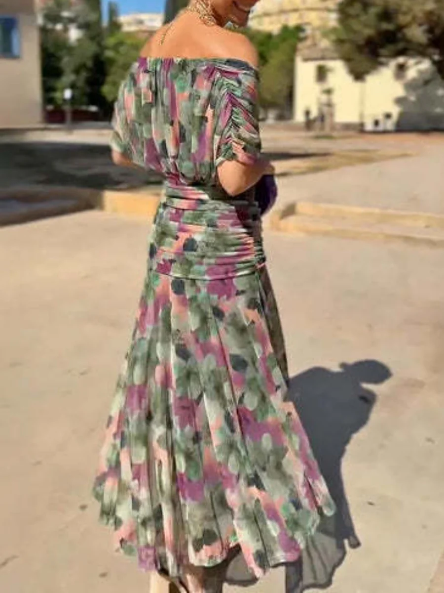 Mesh Floral Print Long Dress - Image 3