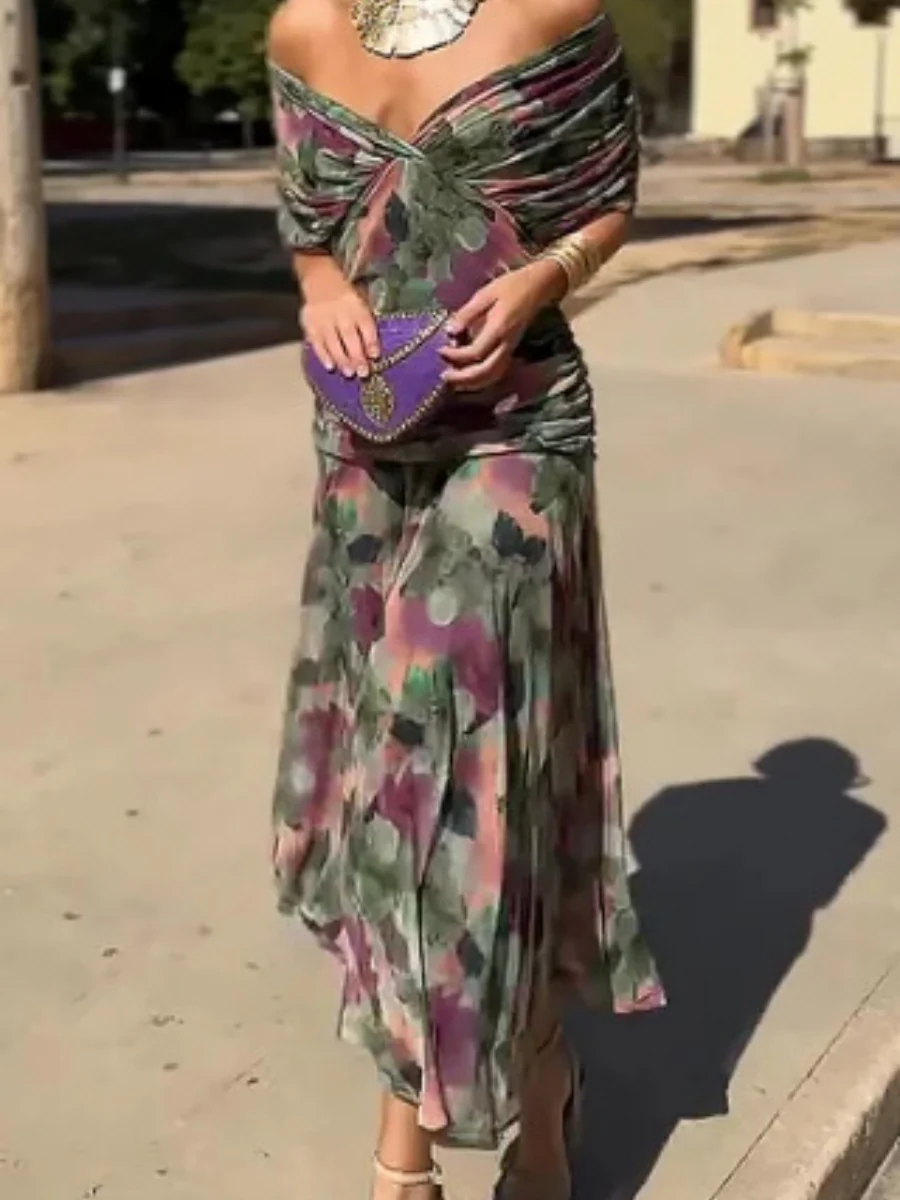 Mesh Floral Print Long Dress - Image 4