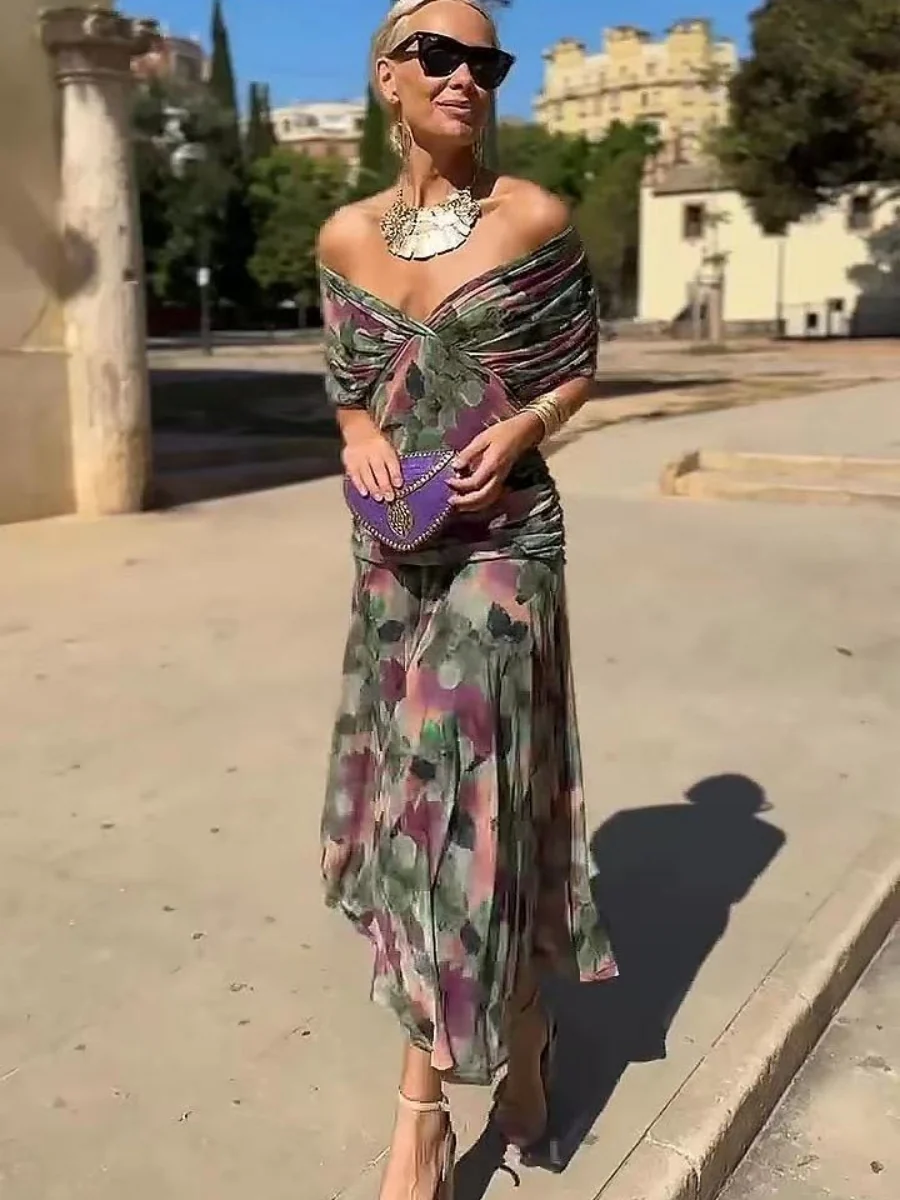 Mesh Floral Print Long Dress - Image 5