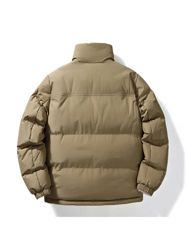 Stand Collar Color-blocked Reversible Lamb Wool Jackets - Image 4