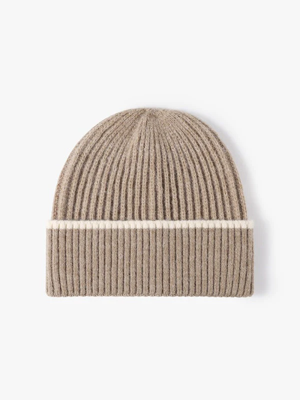 Color-Block Cuffed Beanie, Thick Knit Winter Hat, Warm Fleece-Lined, One Size - Image 2