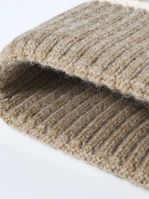 Color-Block Cuffed Beanie, Thick Knit Winter Hat, Warm Fleece-Lined, One Size - Image 5