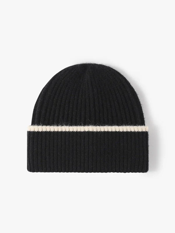 Color-Block Cuffed Beanie, Thick Knit Winter Hat, Warm Fleece-Lined, One Size - Image 7