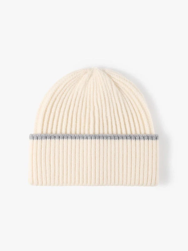 Color-Block Cuffed Beanie, Thick Knit Winter Hat, Warm Fleece-Lined, One Size - Image 9