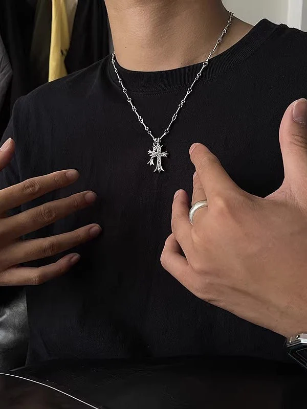 Double Cross Diamond Necklaces - Image 2
