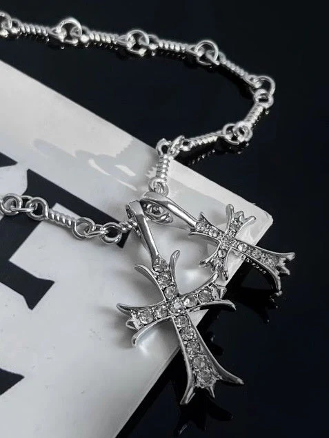 Double Cross Diamond Necklaces - Image 3