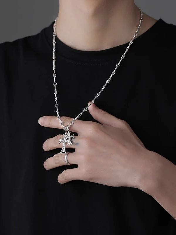 Double Cross Diamond Necklaces - Image 4