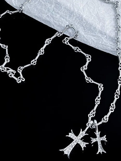 Double Cross Diamond Necklaces - Image 5
