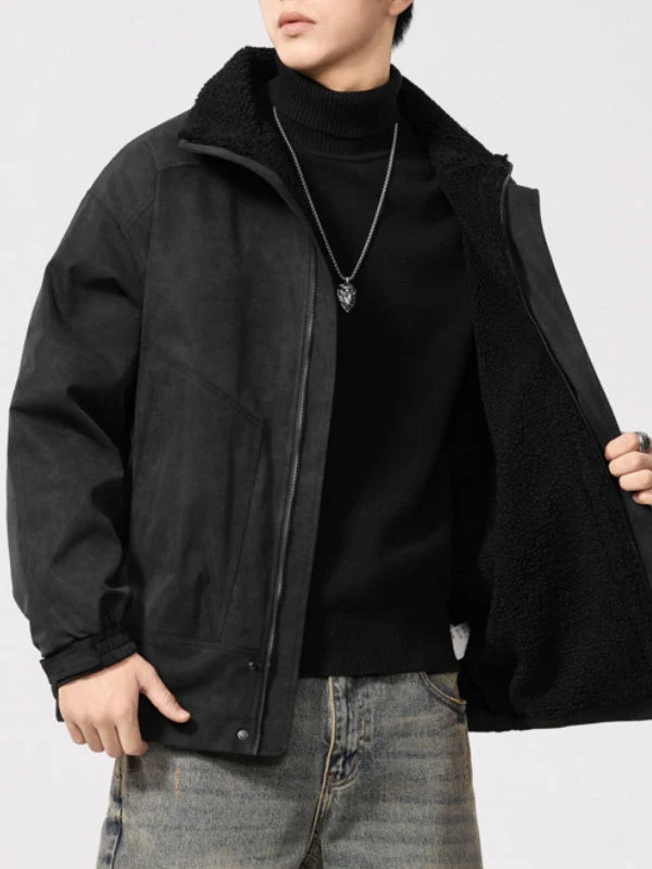 Maillard Tie-dye Imitation Lambskin Work Jacket - Image 8