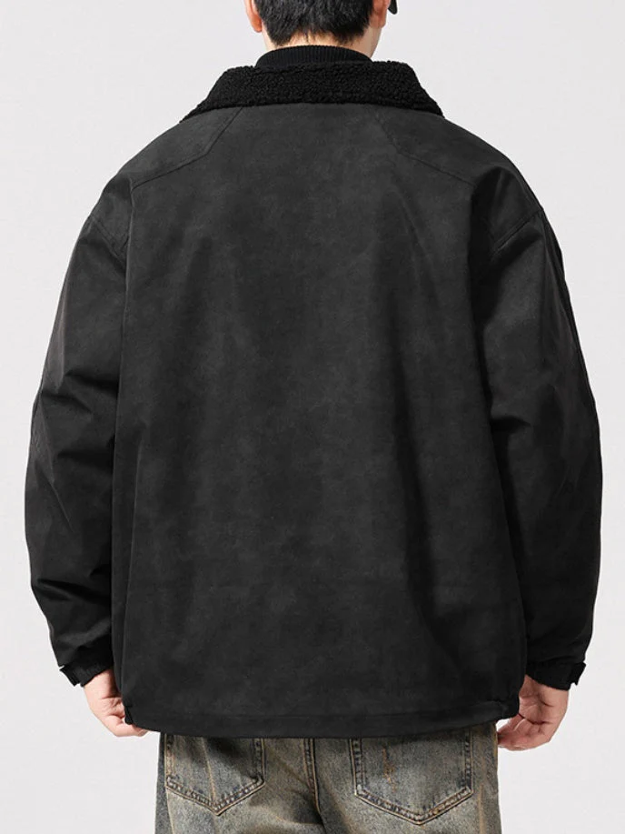 Maillard Tie-dye Imitation Lambskin Work Jacket - Image 9