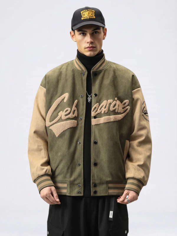 Suede Windproof Padded Baseball Jacket