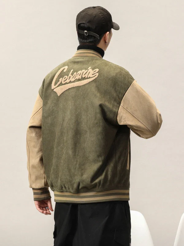 Suede Windproof Padded Baseball Jacket - Image 2
