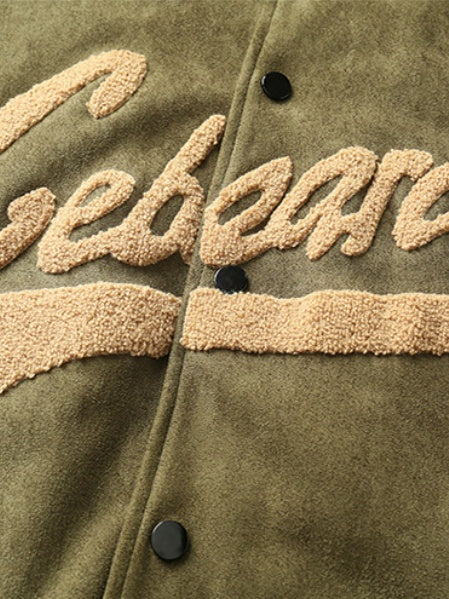Suede Windproof Padded Baseball Jacket - Image 3