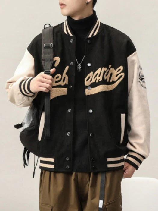 Suede Windproof Padded Baseball Jacket - Image 6