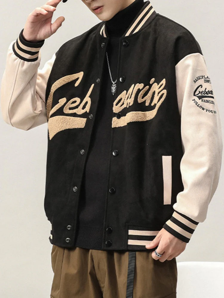 Suede Windproof Padded Baseball Jacket - Image 7