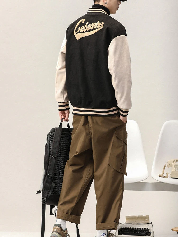 Suede Windproof Padded Baseball Jacket - Image 8