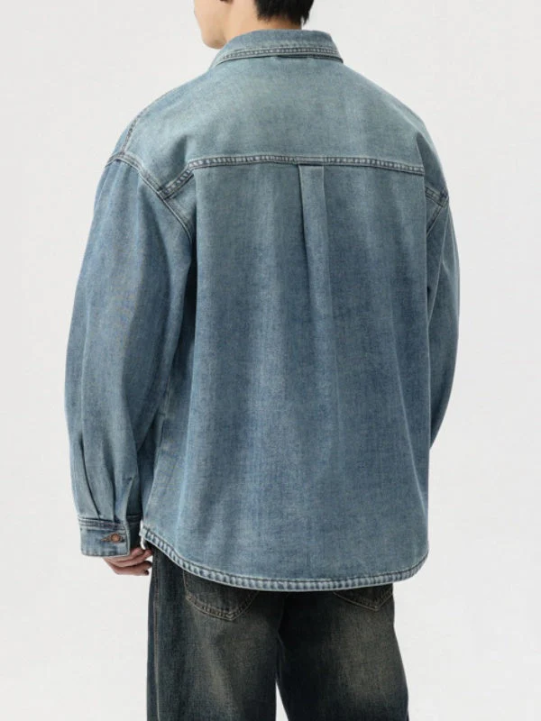 Washed Denim Loose-fit Shirts - Image 3