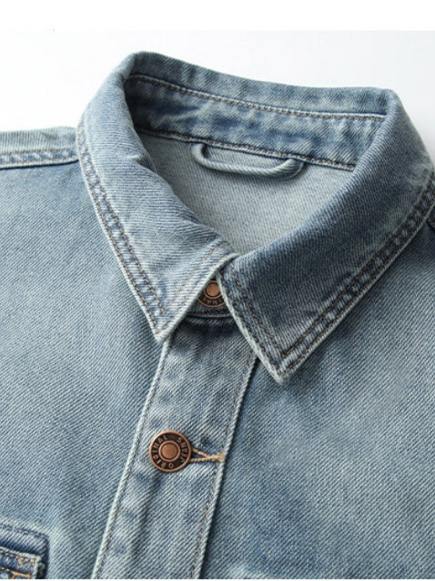 Washed Denim Loose-fit Shirts - Image 4
