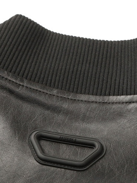 Retro Loose-fit Simple Leather Jacket - Image 6