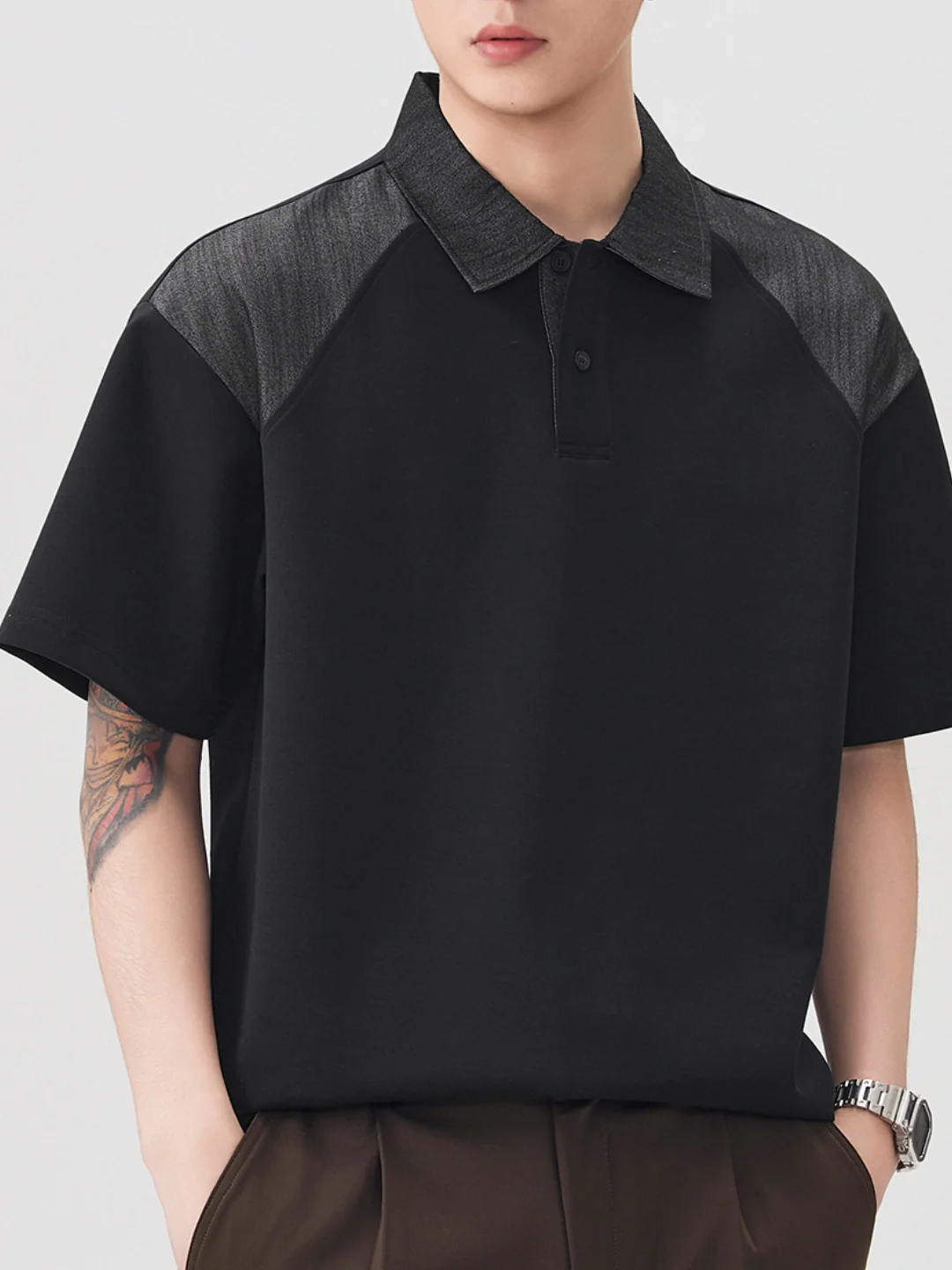 Retro Color-blocked Loose-fit Polo Shirt - Image 6