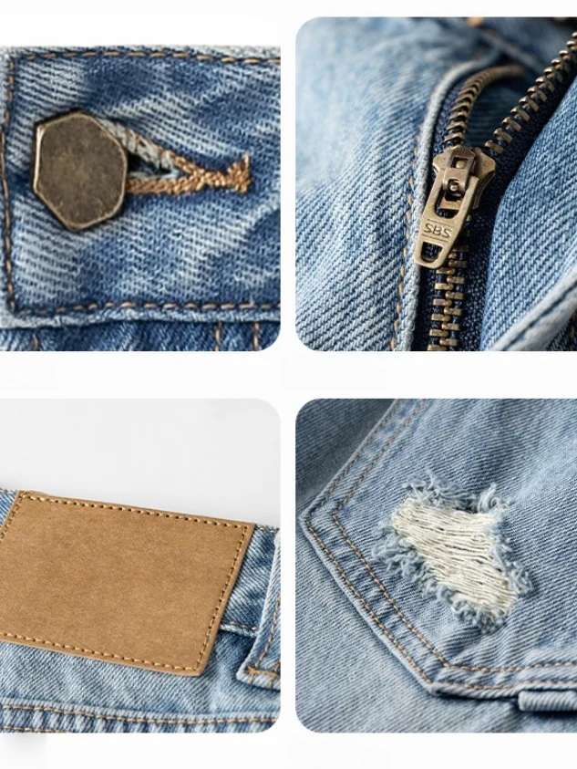 Washed Hole Denim Shorts - Image 5